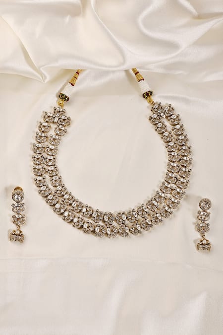 Prestones Polki Necklace & Earrings Set 