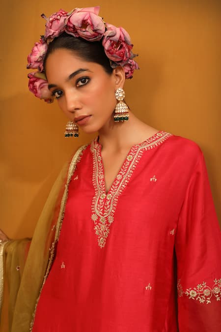 Kaari_Green Pearls, Stones Kriti Polki Jhumkis _Online_at_Aza_Fashions