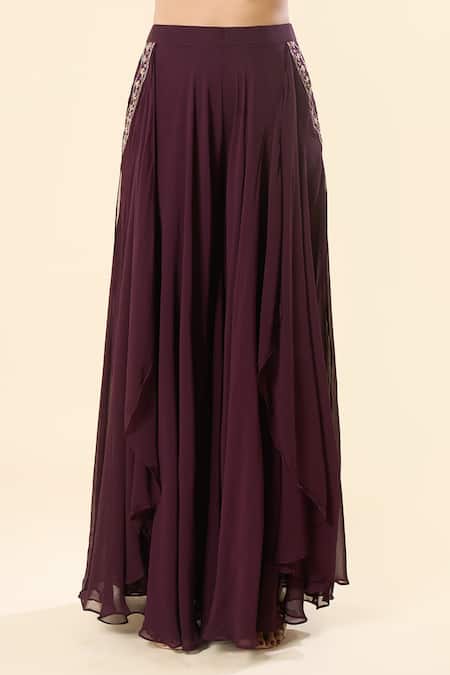 Samyukta Singhania Purple Silk, Satin, Georgette Embroidery, Metallic Hand Blouse Sharara Set Online at Aza Fashions Samyukta Singhania_Purple Silk, Satin, Georgette Embroidery, Metallic Hand Blouse Sharara Set _Online_at_Aza_Fashions