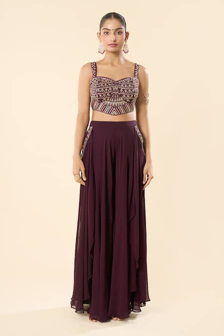 Buy Samyukta Singhania Purple Silk, Satin, Georgette Embroidery, Metallic Hand Blouse Sharara Set Online at Aza Fashions Buy_Samyukta Singhania_Purple Silk, Satin, Georgette Embroidery, Metallic Hand Blouse Sharara Set _Online_at_Aza_Fashions