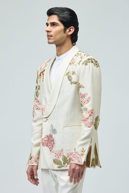 Varun Bahl Ivory Modal, Dupion Embroidery Tuxedo Set Online at Aza Fashions Varun Bahl_Ivory Modal, Dupion Embroidery Tuxedo Set _Online_at_Aza_Fashions