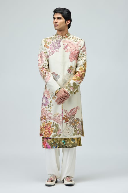 Varun Bahl Ivory Modal, Dupion Embroidery Sherwani Set Online at Aza Fashions Varun Bahl_Ivory Modal, Dupion Embroidery Sherwani Set _Online_at_Aza_Fashions