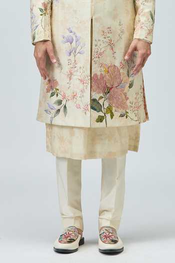 Shop Varun Bahl Beige Modal, Dupion Embroidery Floral Sherwani Set Online at Aza Fashions Shop_Varun Bahl_Beige Modal, Dupion Embroidery Floral Sherwani Set _Online_at_Aza_Fashions