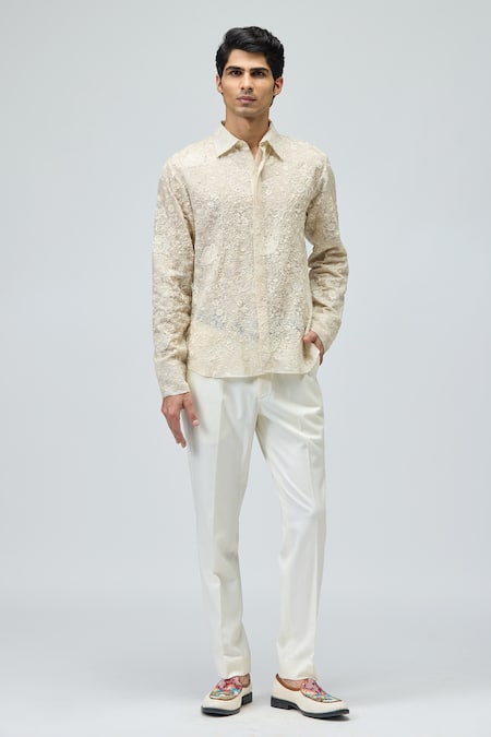 Varun Bahl Embroidered Silk Organza Shirt 
