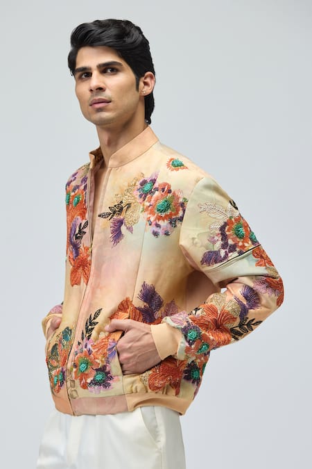 Varun Bahl Pink Modal, Dupion Embroidery, Sequins, Beads, Stones Jacket And Pant Set Online at Aza Fashions Varun Bahl_Pink Modal, Dupion Embroidery, Sequins, Beads, Stones Jacket And Pant Set _Online_at_Aza_Fashions