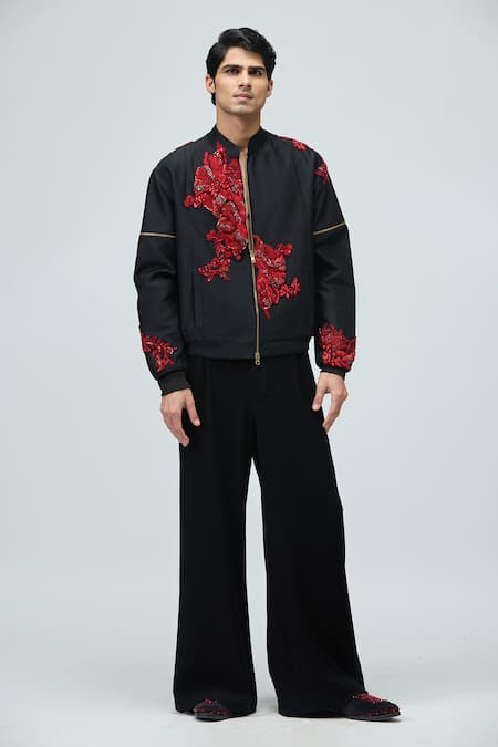 Varun Bahl Chanderi Silk Bomber Jacket 