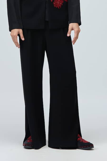 Buy_Varun Bahl_Black Suiting Sequins, Beads Embroidered Bundi And Kurta Set _Online_at_Aza_Fashions