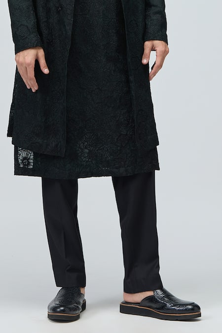Varun Bahl Black Silk Organza Kurta Set With Jacket Online at Aza Fashions Varun Bahl_Black Silk Organza Kurta Set With Jacket _Online_at_Aza_Fashions