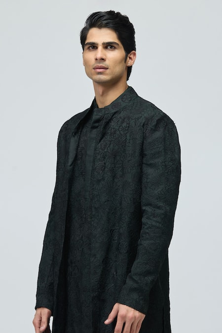 Buy Varun Bahl Black Silk Organza Kurta Set With Jacket Online at Aza Fashions Buy_Varun Bahl_Black Silk Organza Kurta Set With Jacket _Online_at_Aza_Fashions