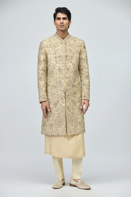 Varun Bahl Flloral Pattern Sherwani Set 