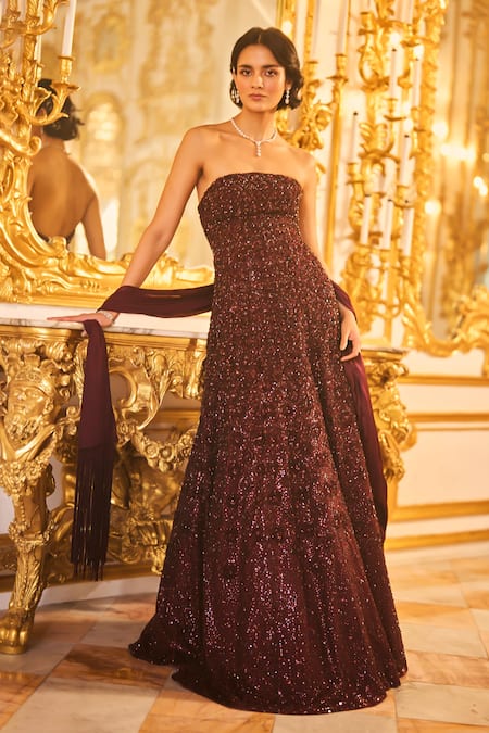 Seema Gujral Sequin Embellished Net Gown 