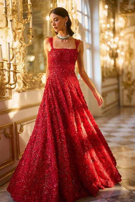 Seema Gujral 3D Embroidered Net Gown 