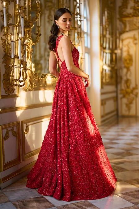 Seema Gujral 3D Embroidered Net Gown 