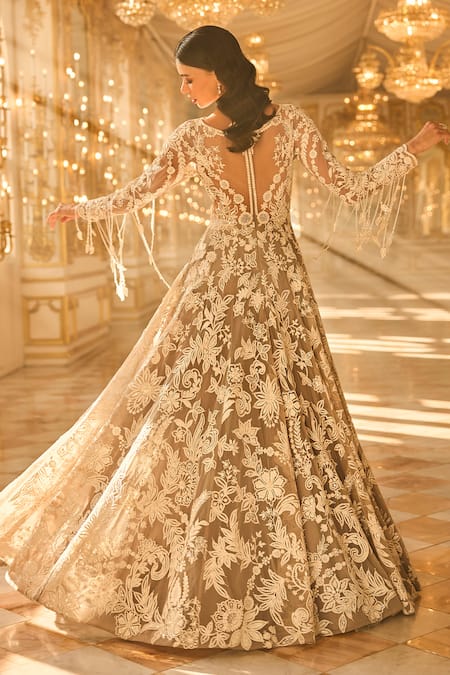 Seema Gujral Floral Embroidered Net Gown 