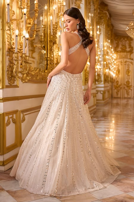 Seema Gujral Sequin Embellished Net Gown 