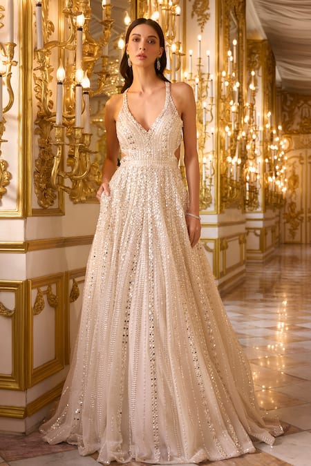 Seema Gujral Sequin Embellished Net Gown 