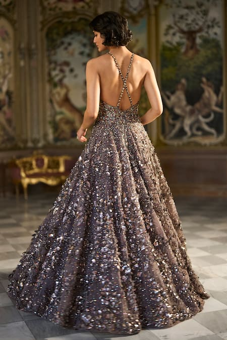 Seema Gujral Metallic Embellished Net Gown 