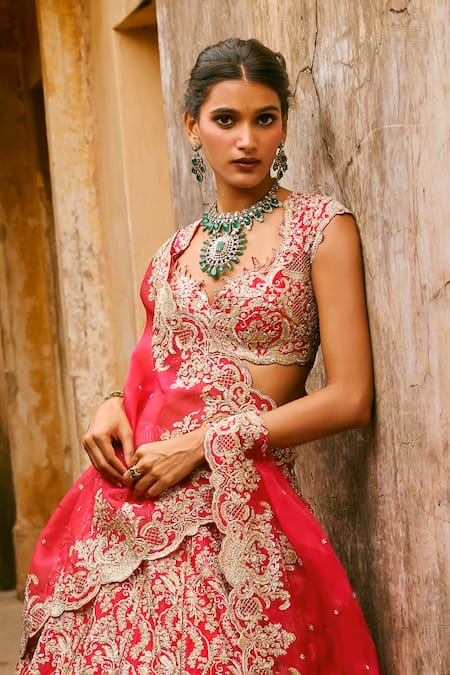 Anushree Reddy Pink Organza Zari, Stones Smiti Zardozi Embroidered Lehenga Set With Dupatta Online at Aza Fashions Anushree Reddy_Pink Organza Zari, Stones Smiti Zardozi Embroidered Lehenga Set With Dupatta _Online_at_Aza_Fashions