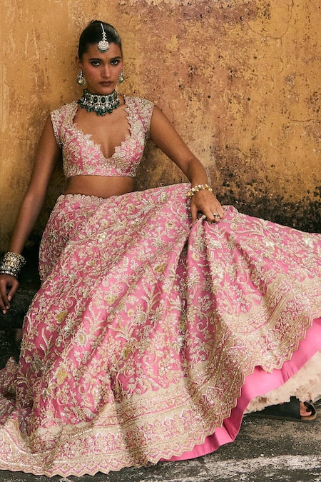 Anushree Reddy Advika Embroidered Organza Lehenga Set with Dupatta