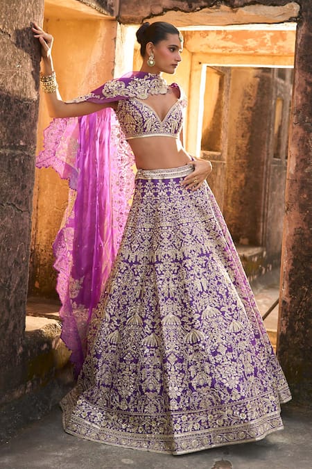Anushree Reddy Mehar Flower Embroidered Organza Lehenga Set