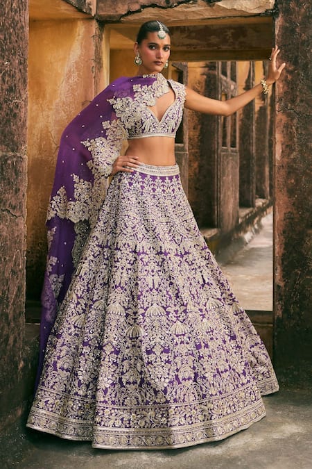 Anushree Reddy Mehar Flower Embroidered Organza Lehenga Set