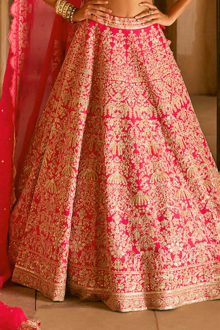 Anushree Reddy Pink Organza Zari V-neck Mehar Embroidered Lehenga Set Online at Aza Fashions Anushree Reddy_Pink Organza Zari V-neck Mehar Embroidered Lehenga Set _Online_at_Aza_Fashions