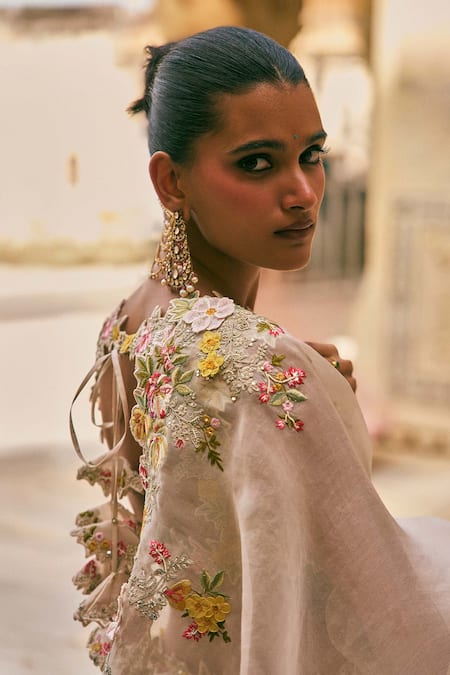 Anushree Reddy Pink Organza Embroidery Sweetheart Neck Utsa Floral Lehenga Set With Dupatta Online at Aza Fashions Anushree Reddy_Pink Organza Embroidery Sweetheart Neck Utsa Floral Lehenga Set With Dupatta _Online_at_Aza_Fashions