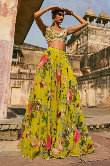 Anushree Reddy Janhvi Applique Work Blouse & Skirt Set