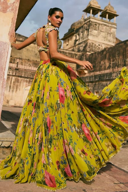 Anushree Reddy Janhvi Applique Work Blouse & Skirt Set