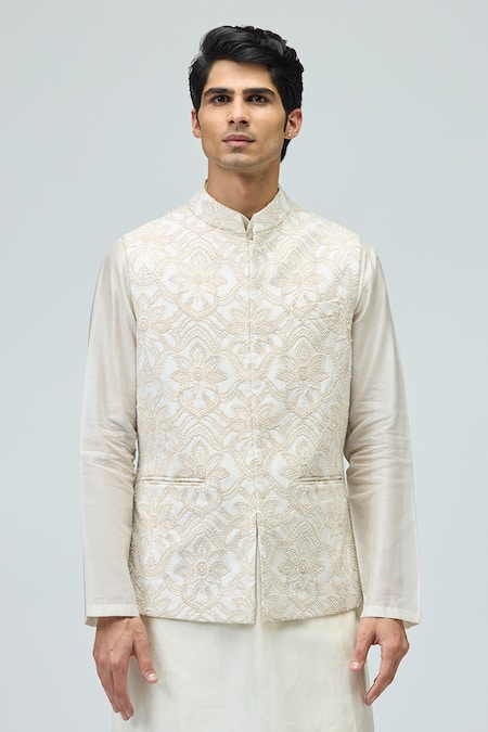 Varun Bahl Floral Embroidered Nehru Jacket 