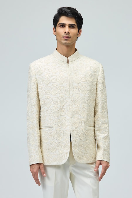 Varun Bahl Ivory Embroidered Bandhgala 