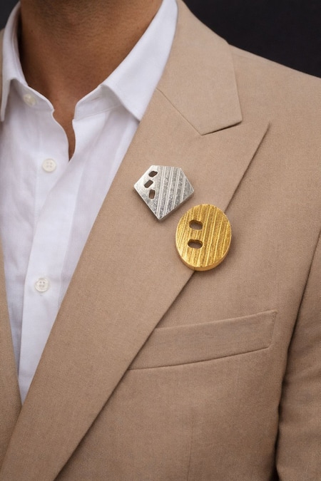 Hetal Shah Oval & Hexagon Brooches - Set of 2 