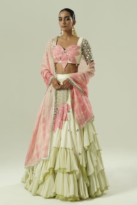 Shwetanga Layered Ruffle Skirt Set 