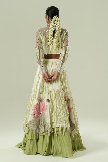 Shwetanga Embroidered Blouse Lehenga Set 