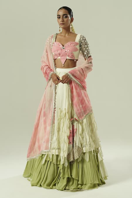 Shwetanga Embellished Layered Lehenga Set 