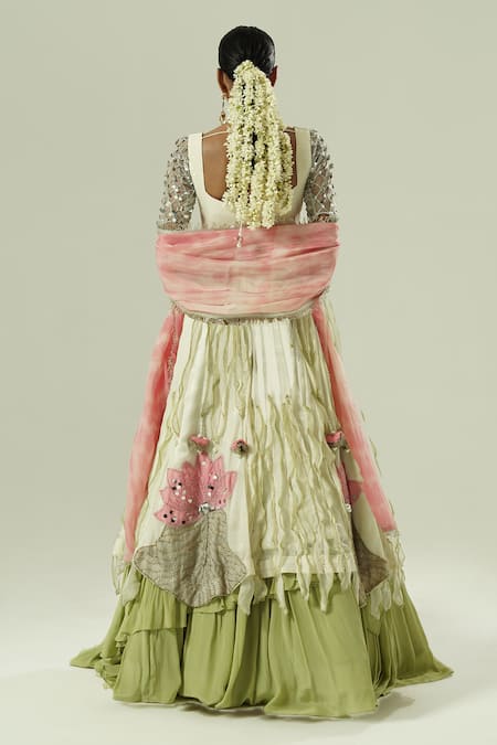 Shwetanga Embellished Layered Lehenga Set 