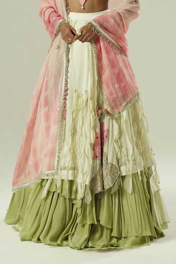Buy Shwetanga Pink Organza, Georgette, Crepe, Satin, Net Lehenga With Blouse And Dupatta Set Online at Aza Fashions Buy_Shwetanga_Pink Organza, Georgette, Crepe, Satin, Net Lehenga With Blouse And Dupatta Set _Online_at_Aza_Fashions