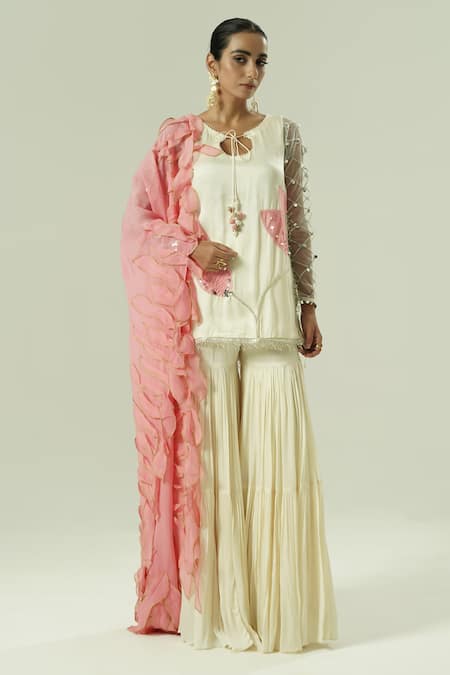 Shwetanga Embroidered Kurta Sharara Set 