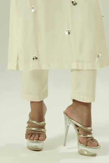 Shwetanga_Ivory Organza, Georgette, Satin Embroidery, Sequins, Mirrors, Floral Kurta Set _Online_at_Aza_Fashions