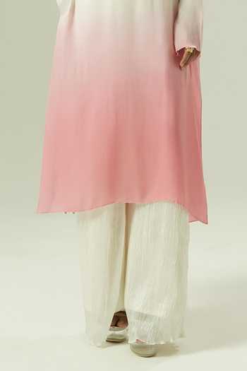 Shwetanga_Pink Organza, Georgette, Satin Embroidery, Pearls, Kurta Set With Dupatta _Online_at_Aza_Fashions