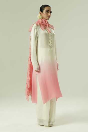 Buy_Shwetanga_Pink Organza, Georgette, Satin Embroidery, Pearls, Kurta Set With Dupatta _Online_at_Aza_Fashions