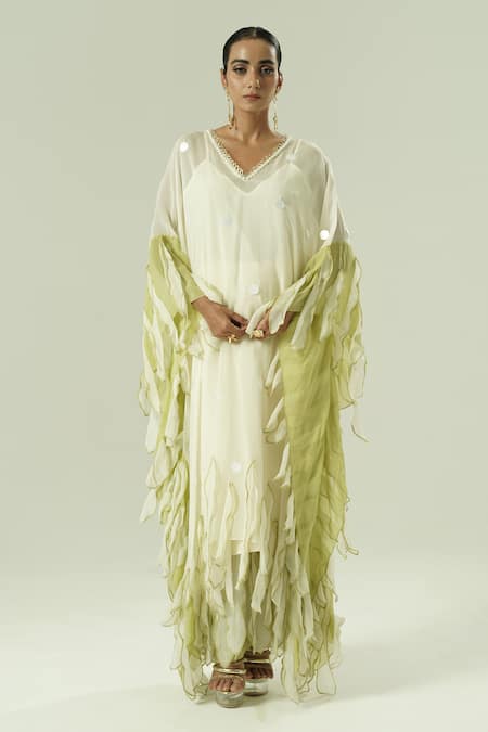 Shwetanga Organza Crepe Kaftan Set 