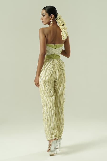Shwetanga Organza Strapless Jumpsuit 
