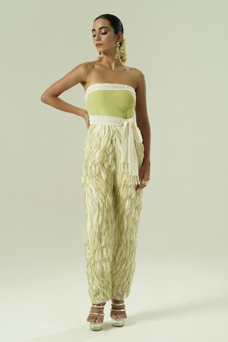 Shwetanga Organza Strapless Jumpsuit 