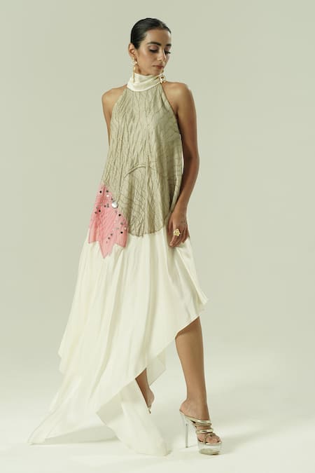 Shwetanga Sequin Embellished Halter Neck Dress 