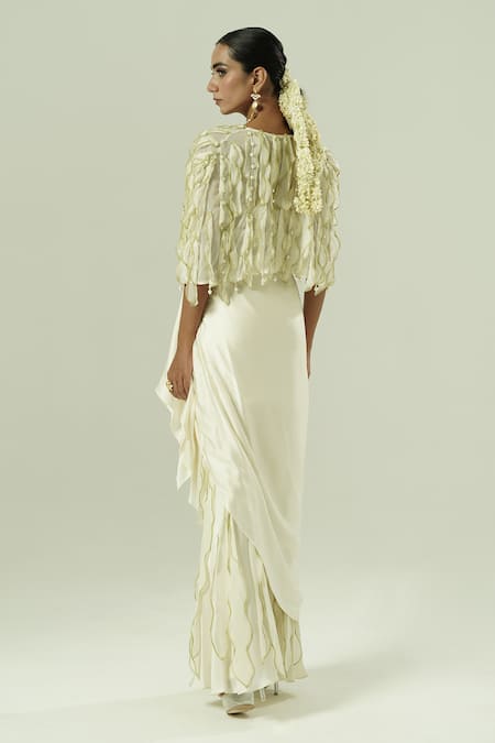 Shwetanga Embellished Cape Skirt Set 