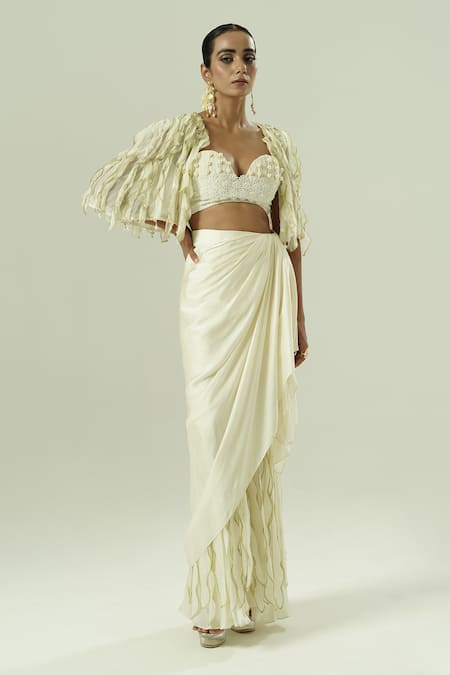 Shwetanga Embellished Cape Skirt Set 