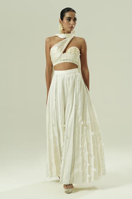 Shwetanga Draped Bustier & Sharara Set 