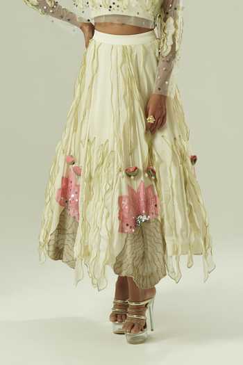 Shwetanga Ivory Organza, Georgette, Net, Satin, Crepe Embroidery, Sheer Blouse And Skirt Set at Aza Fashions Shwetanga_Ivory Organza, Georgette, Net, Satin, Crepe Embroidery, Sheer Blouse And Skirt Set _at_Aza_Fashions