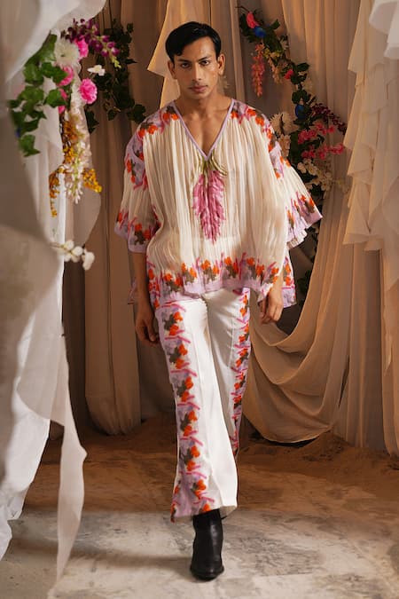 Shwetanga Abstract Pattern Shirt With Pant 